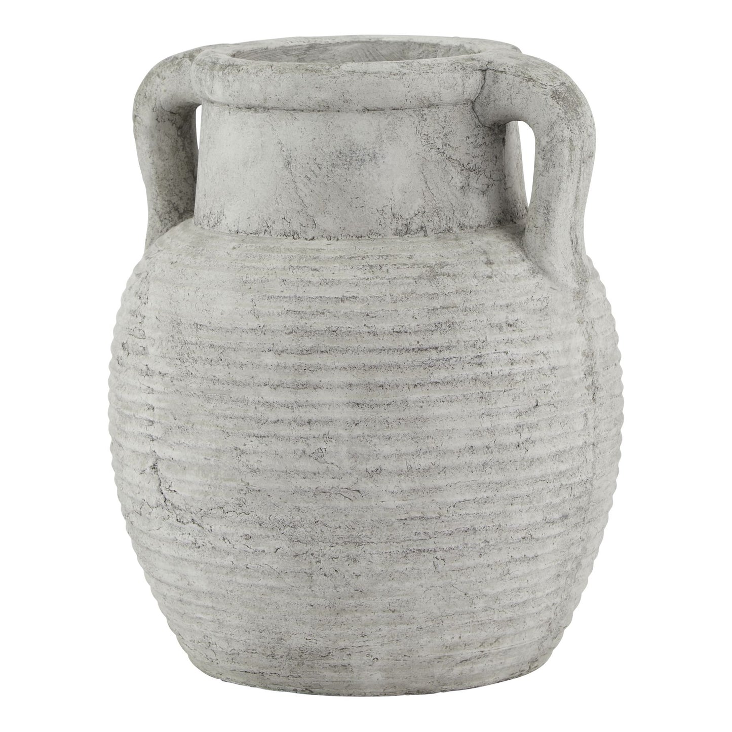 Meadowhaze Stoneware Amphora Soft Grey Wide Vase with Handles