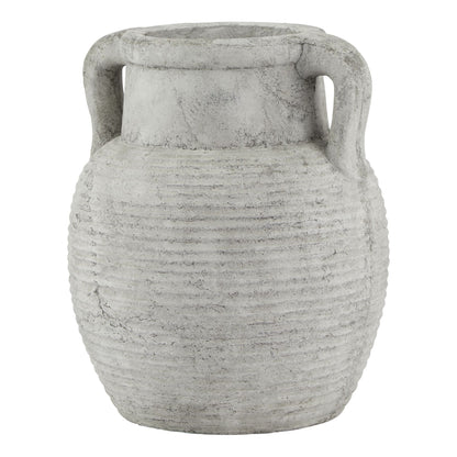 Meadowhaze Stoneware Amphora Soft Grey Wide Vase with Handles