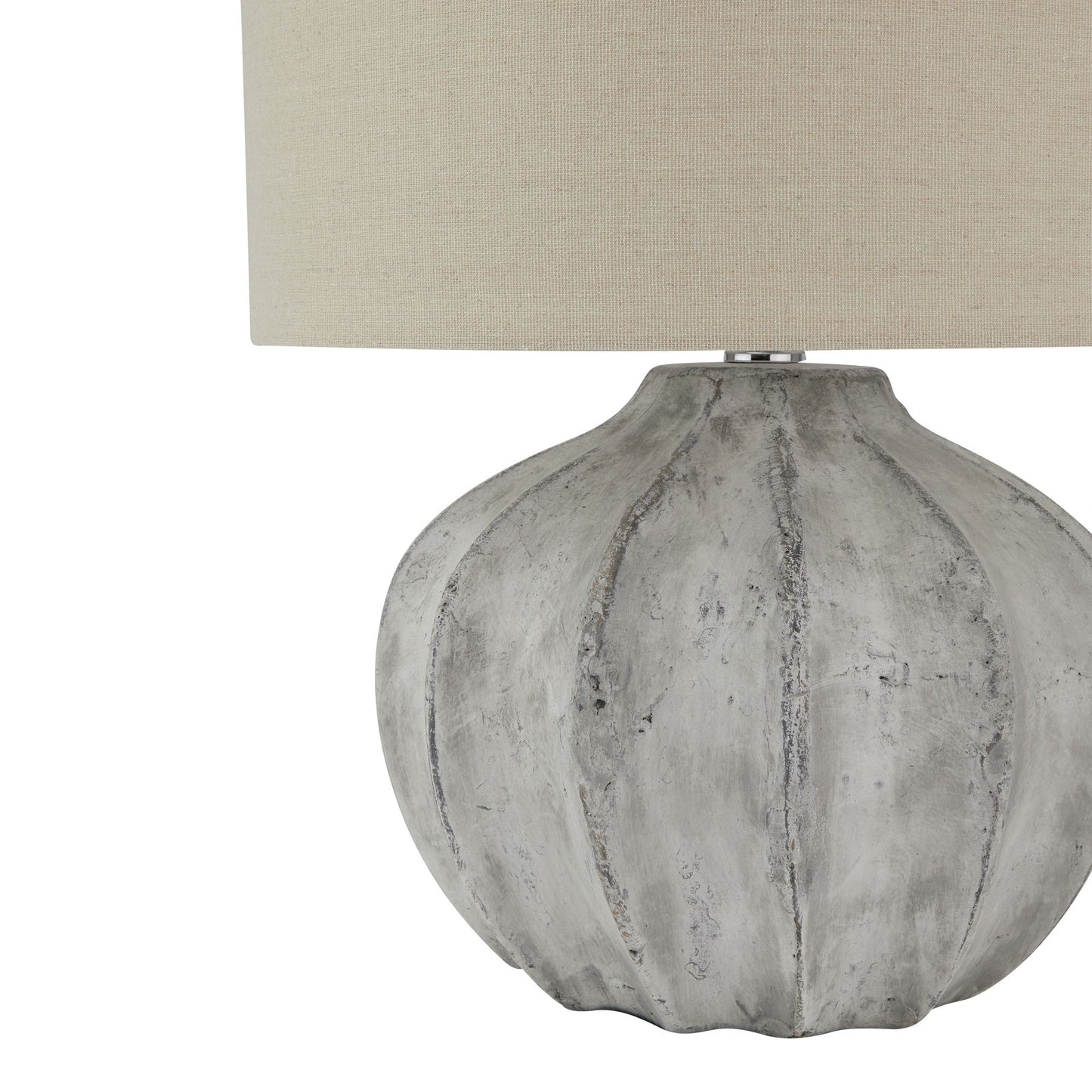 Bari Antique Grey Stone Effect Table Lamp with Natural Linen Shade