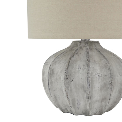 Bari Antique Grey Stone Effect Table Lamp with Natural Linen Shade