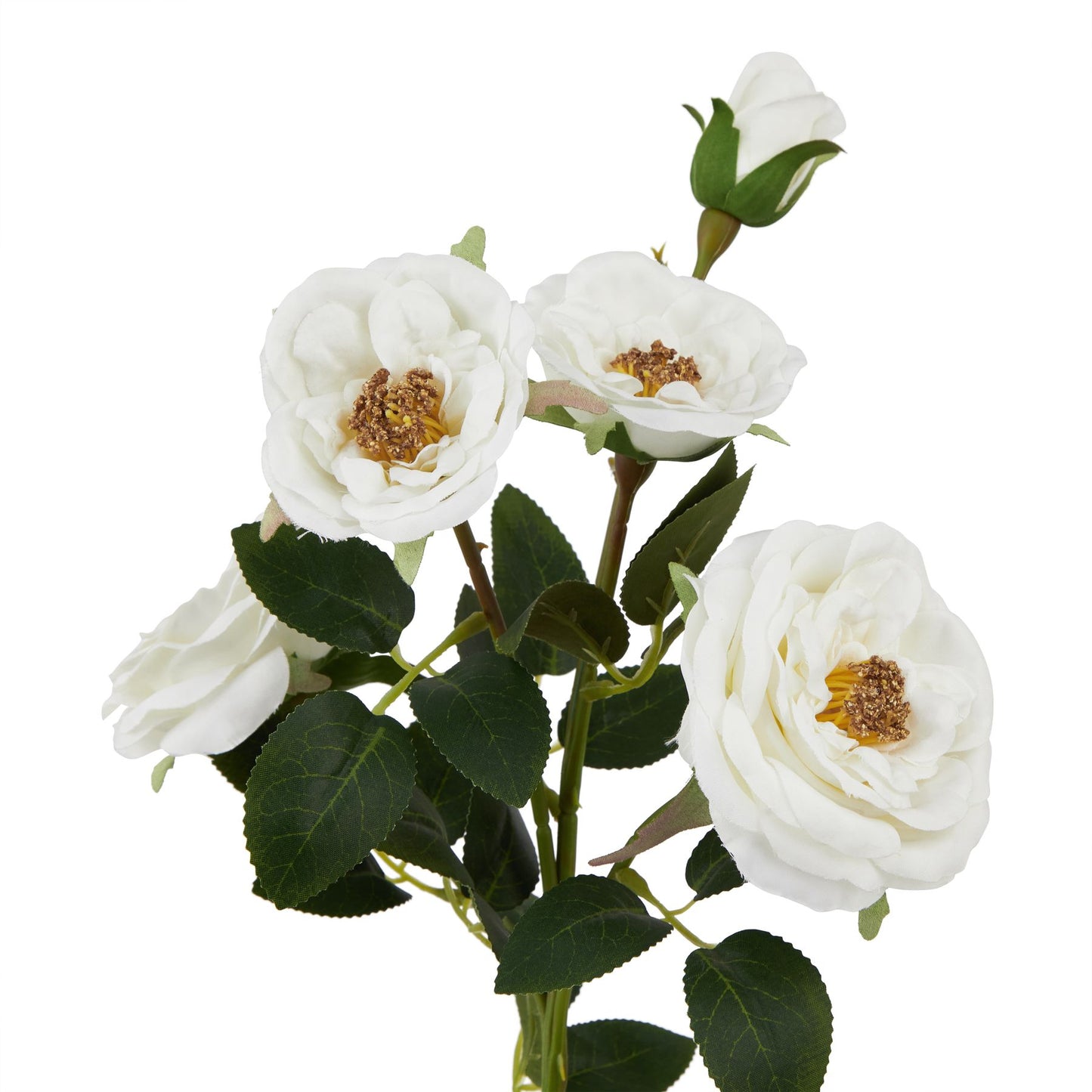 Set of 3 Artificial Flowers White Hedge Rose Stems
