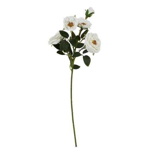Set of 3 Artificial Flowers White Hedge Rose Stems