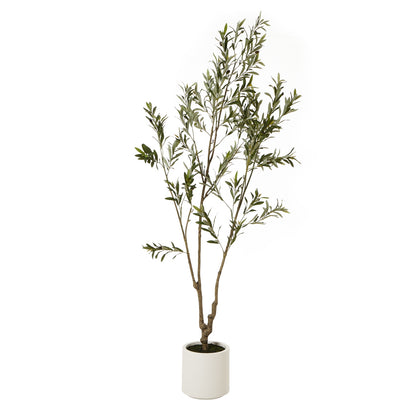 210cm Tall Mediterranean  Artificial Olive Tree In White Ceramic Pot
