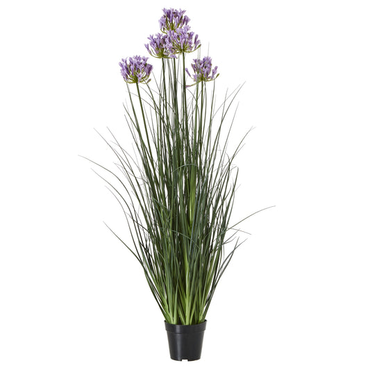 Artificial Flowers Large Purple Agapanthus Plant In Pot