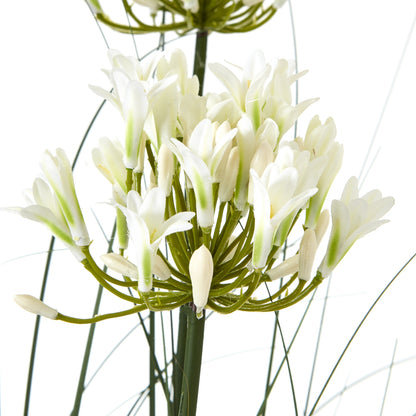Artificial Flowers Large 120cm White Agapanthus Plant In Pot