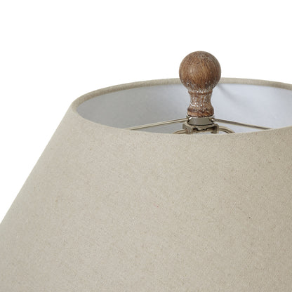 Montrésor Earthy Ribbed Handmade Table Lamp With Cream Linen Shade