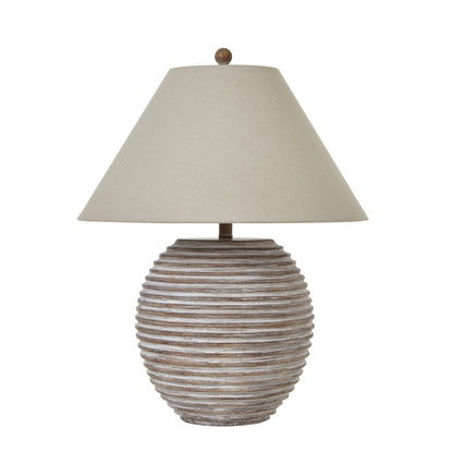 Montrésor Earthy Ribbed Handmade Table Lamp With Cream Linen Shade
