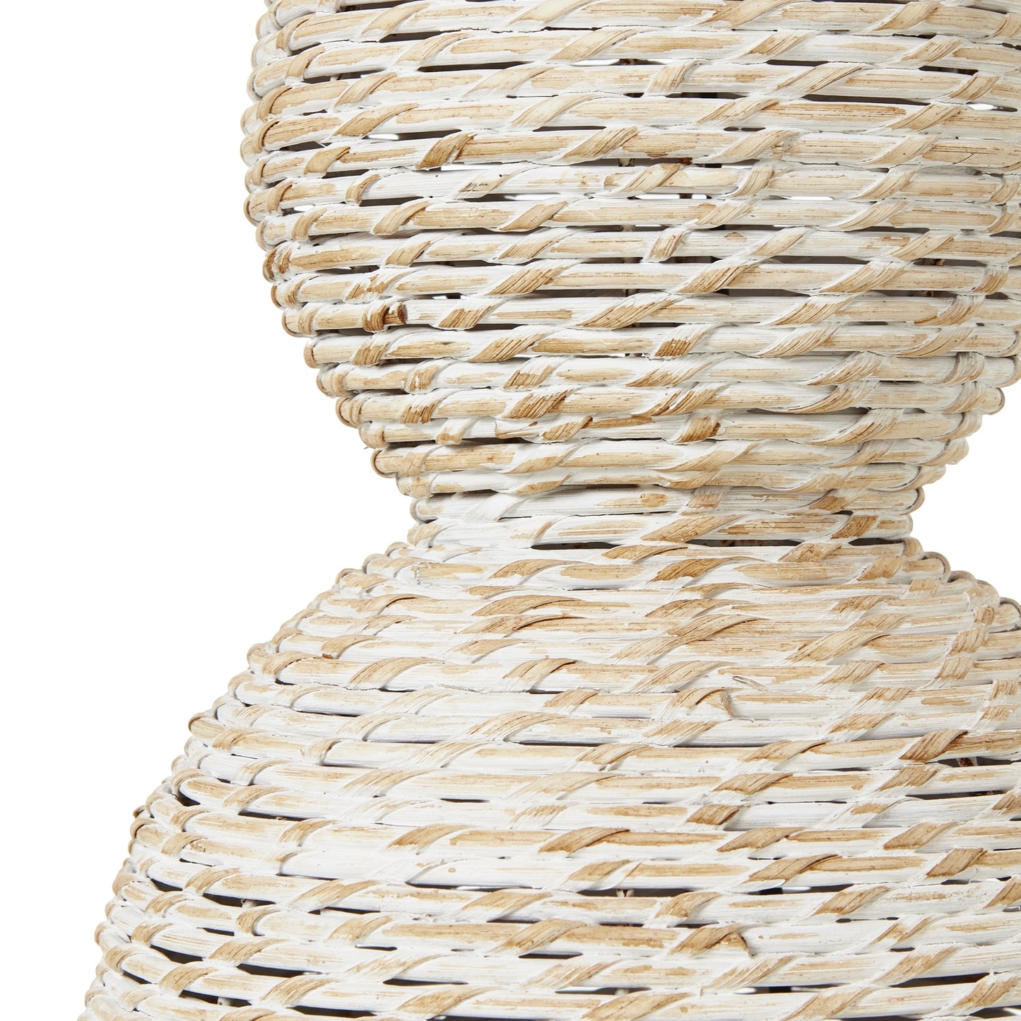 Loubressac White Wash Wicker Double Gourd Table Lamp With Cream Linen Shade