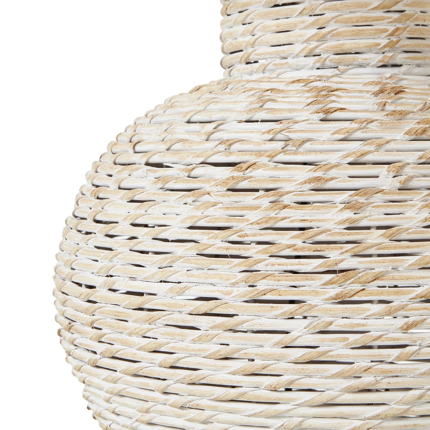 Loubressac White Wash Gourd Wicker Table Lamp With Cream Linen Shade