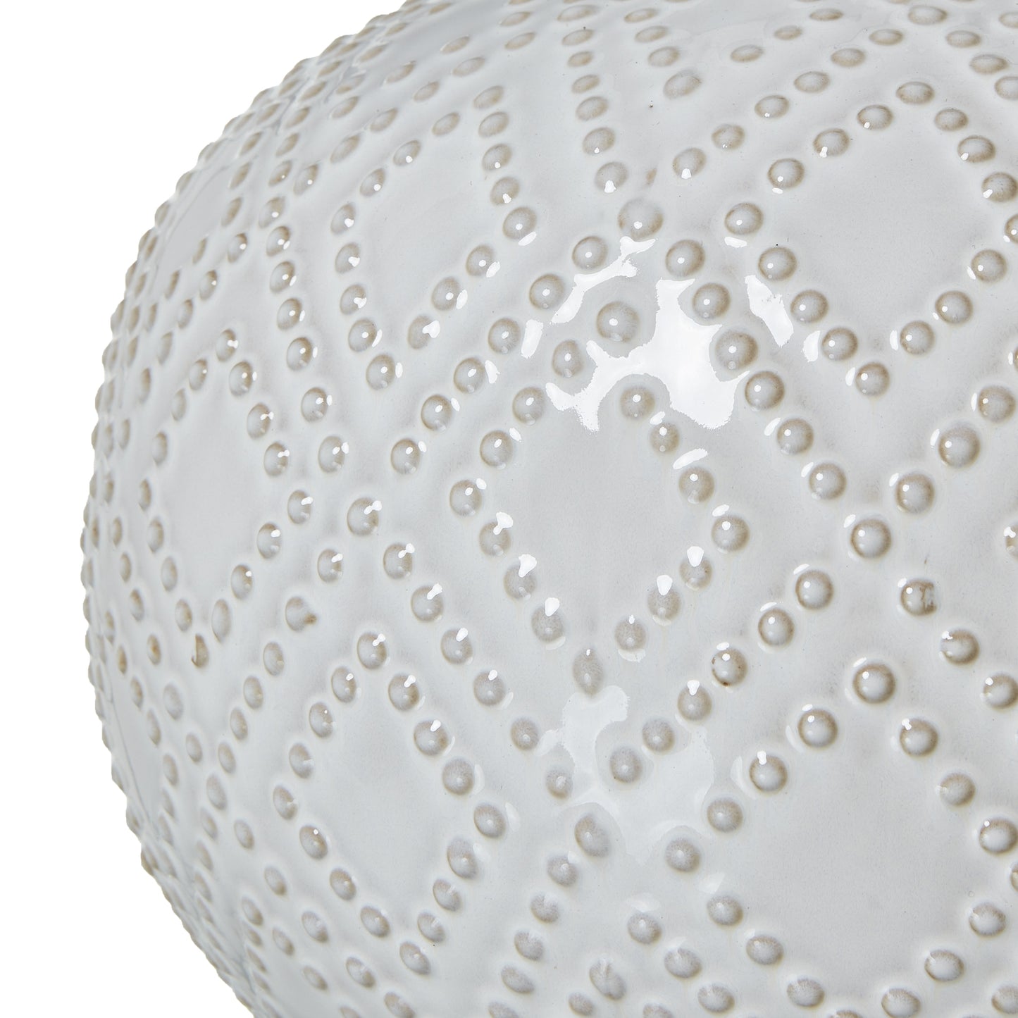 Lautrec Geometric Dot White Ceramic Lamp With Cream Linen Shade