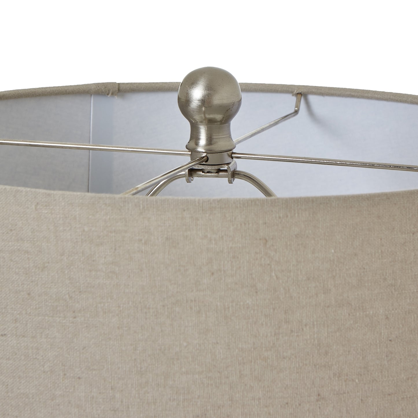 Lautrec White Geometric Dots Ceramic Lamp With Cream Linen Shade
