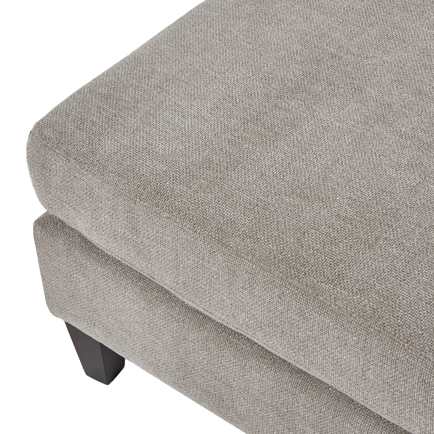 Waterbury Upholstered Taupe Ottoman Accent Footstool Wooden Legs