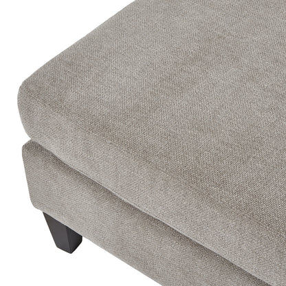 Waterbury Upholstered Taupe Ottoman Accent Footstool Wooden Legs