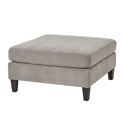 Waterbury Upholstered Taupe Ottoman Accent Footstool Wooden Legs