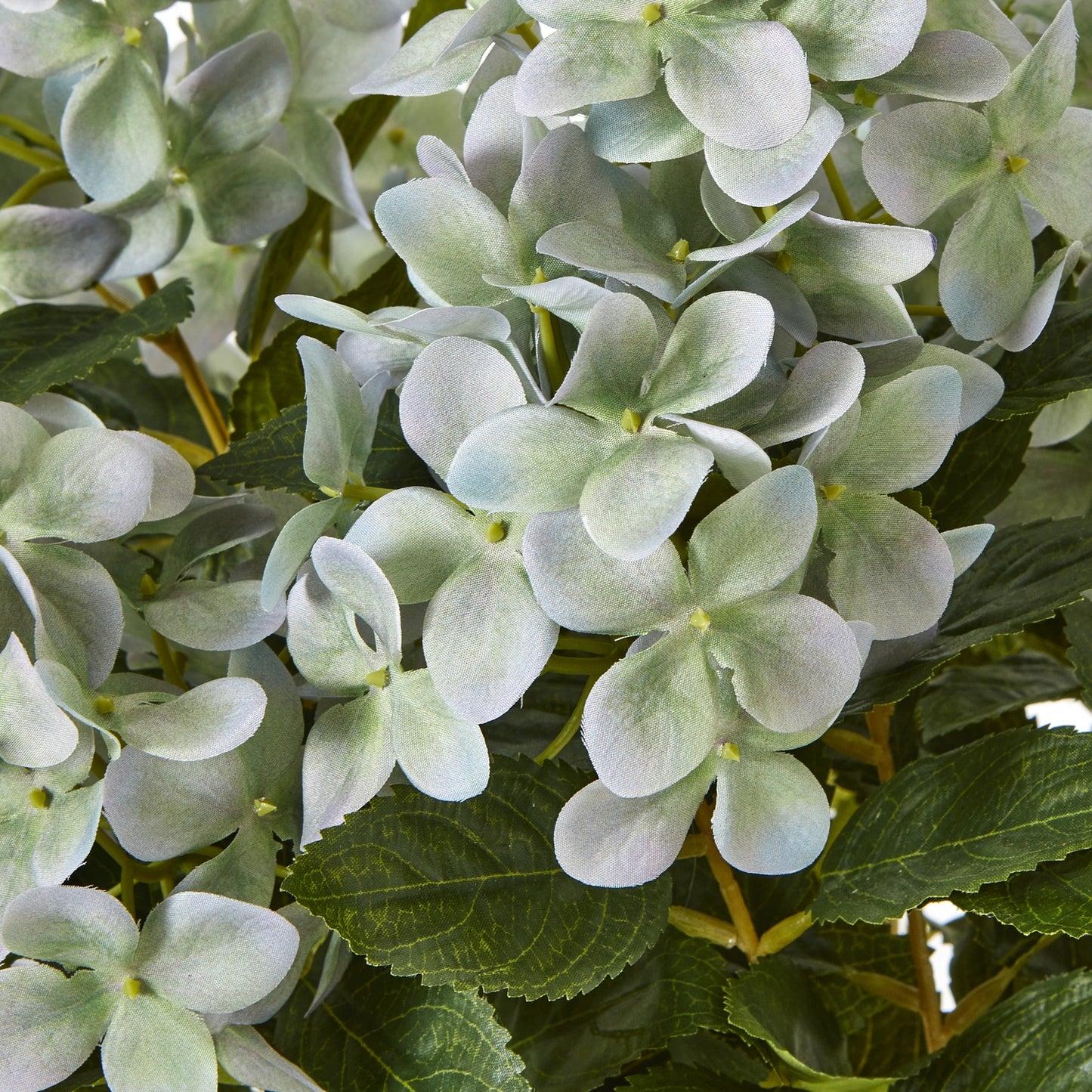 Artificial Plant Medium Green Hydrangea Plant In White Ceramic Pot