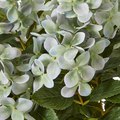Artificial Plant Medium Green Hydrangea Plant In White Ceramic Pot