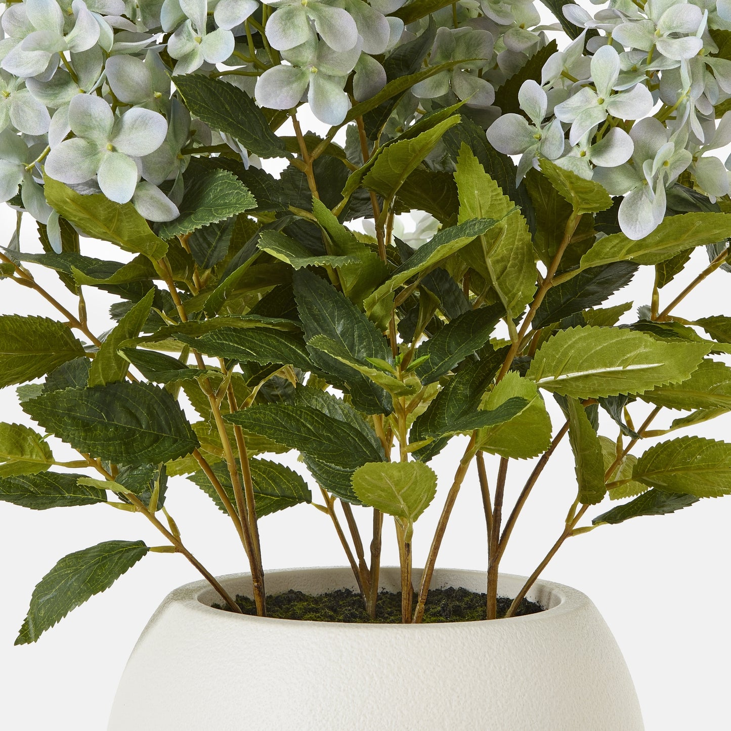 Artificial Plant Medium Green Hydrangea Plant In White Ceramic Pot