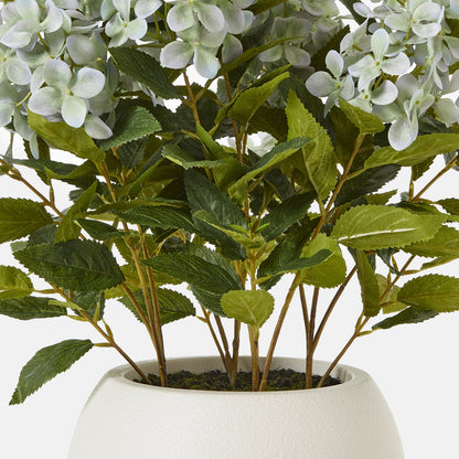 Artificial Plant Medium Green Hydrangea Plant In White Ceramic Pot