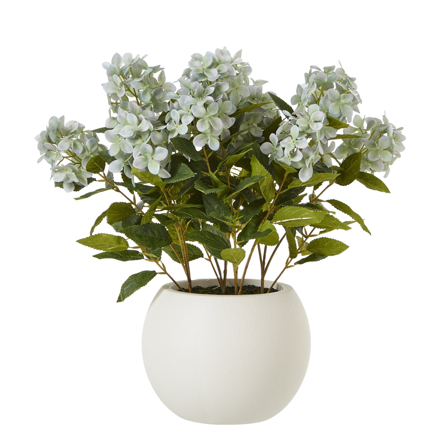 Artificial Plant Medium Green Hydrangea Plant In White Ceramic Pot