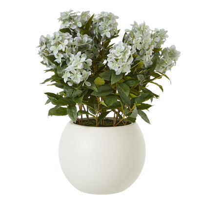 Artificial Plant Large Green Hydrangea Plant In White Ceramic Pot