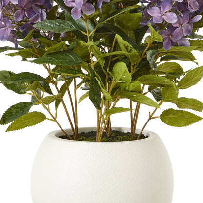 Artificial Plant Medium Purple Hydrangea Plant In White Ceramic Pot