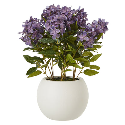Artificial Plant Medium Purple Hydrangea Plant In White Ceramic Pot
