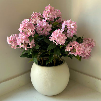 Artificial Plant Large Pink Hydrangea Plant In White Ceramic Pot