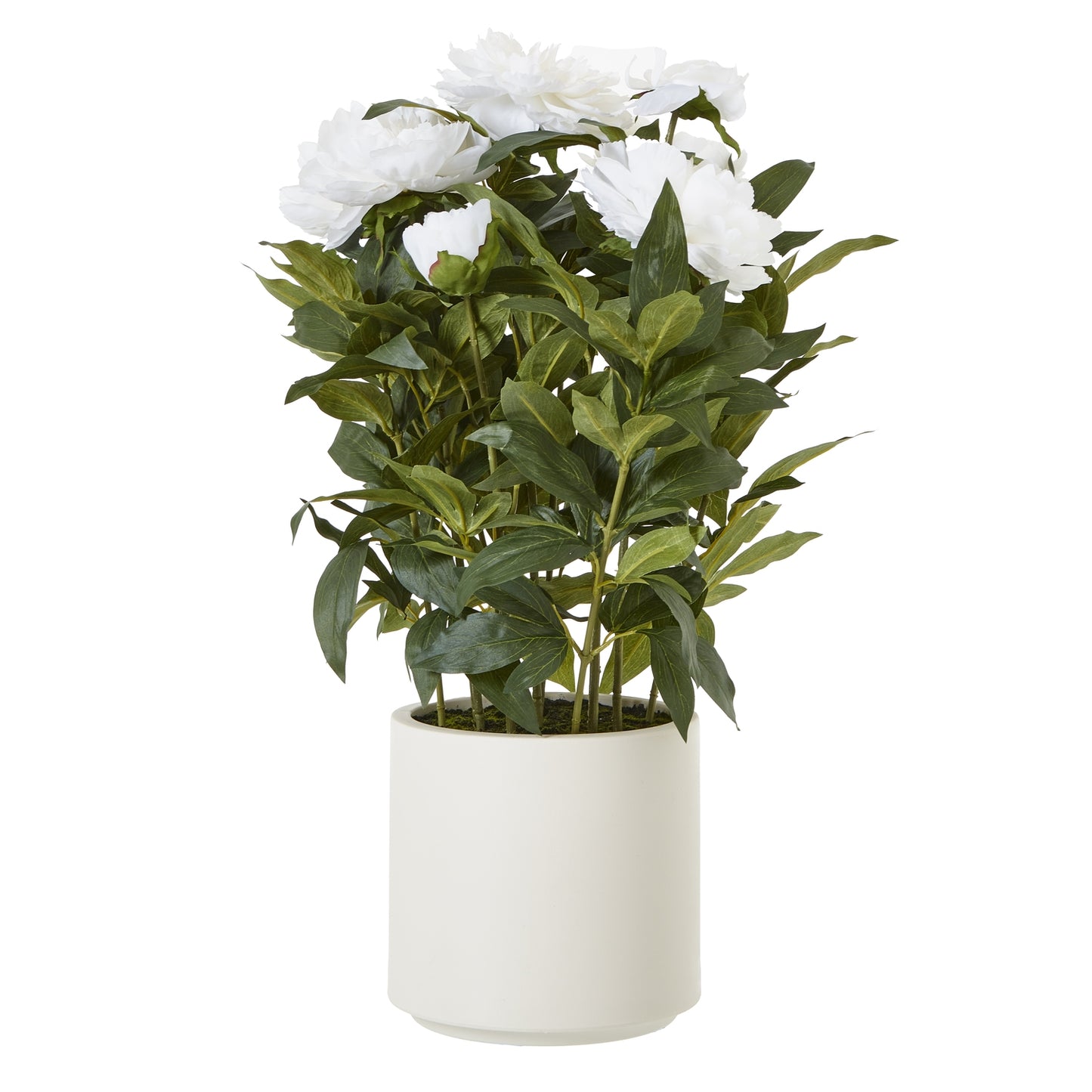 Artificial Plant Large White Peony Plant In White Ceramic Pot