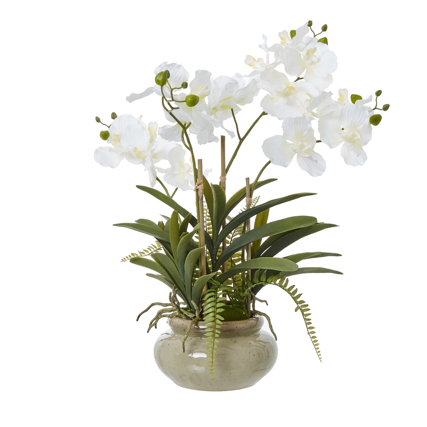 Artificial Plant White Vanda Orchid Plant In Ceramic Pot