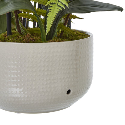 Artificial Plant Large White Orchid In Ceramic Pot