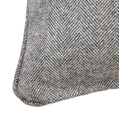 Starvale Grey Herringbone Pure Wool Cushion With Piped Edge