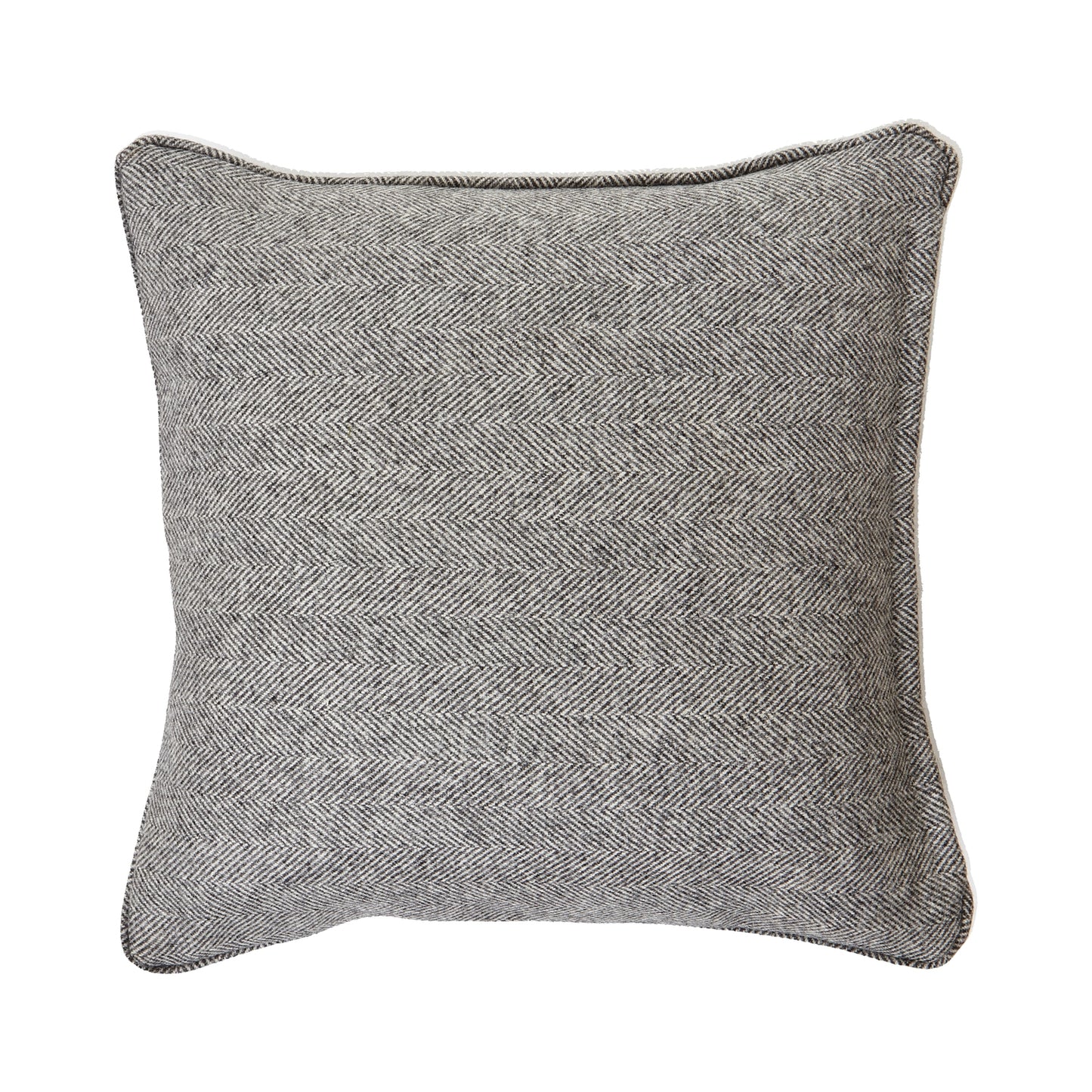 Starvale Grey Herringbone Pure Wool Cushion With Piped Edge