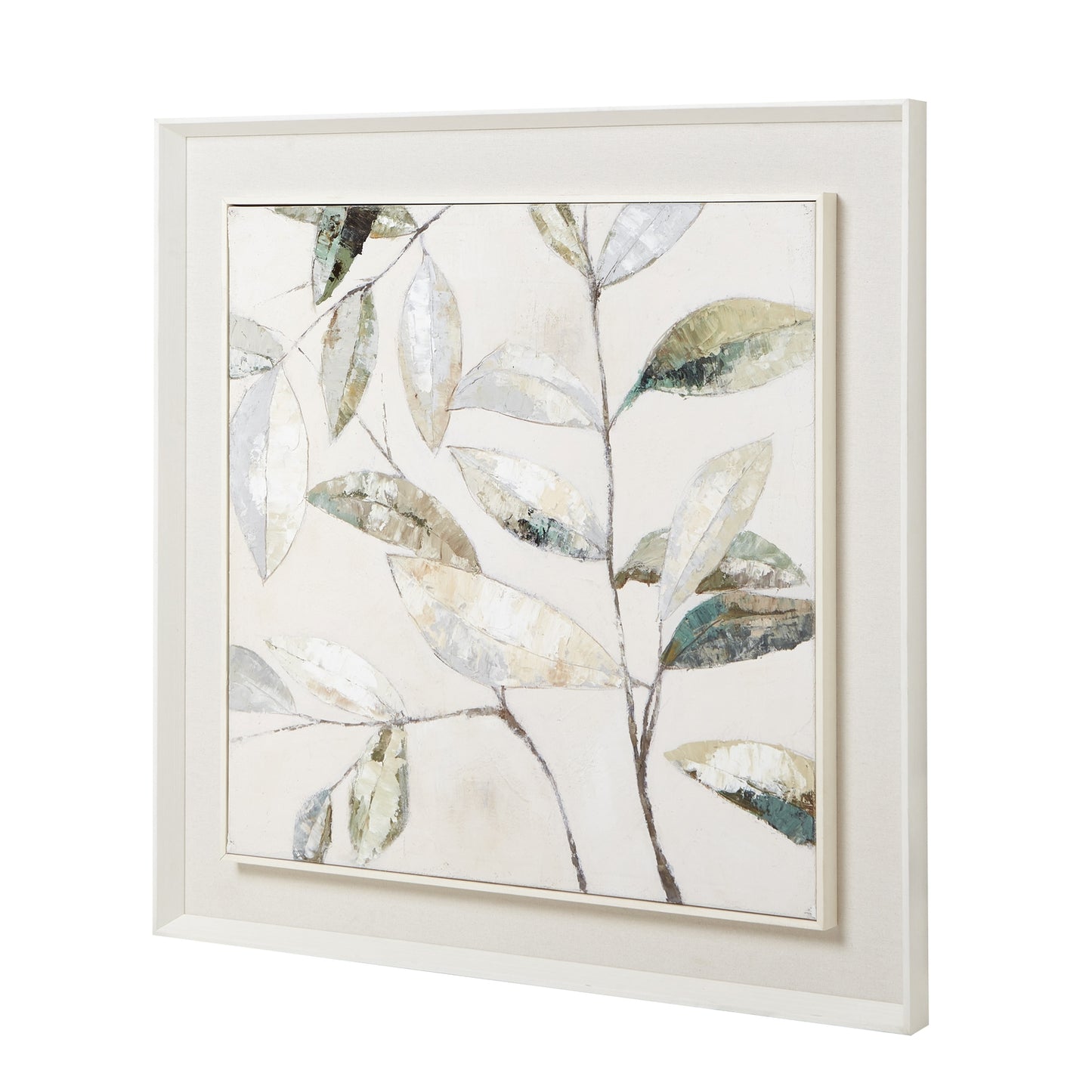 Gacilly Scandi Upward Leaf Framed Painting On Canvas