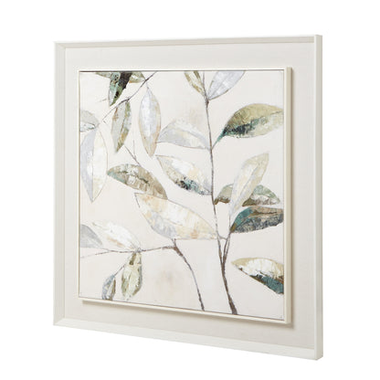 Gacilly Scandi Upward Leaf Framed Painting On Canvas