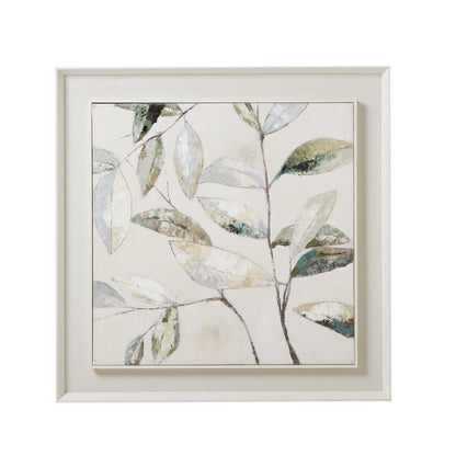 Gacilly Scandi Upward Leaf Framed Painting On Canvas