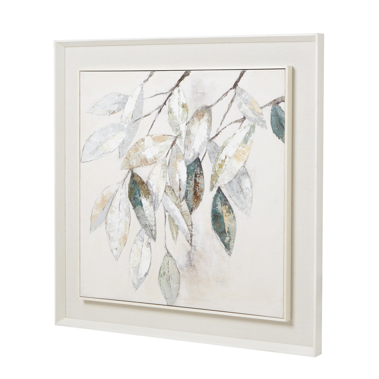 Gacilly Scandi Downward Leaf Framed Painting On Canvas