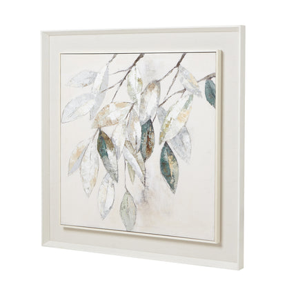 Gacilly Scandi Downward Leaf Framed Painting On Canvas