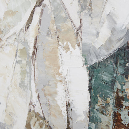 Gacilly Scandi Downward Leaf Framed Painting On Canvas