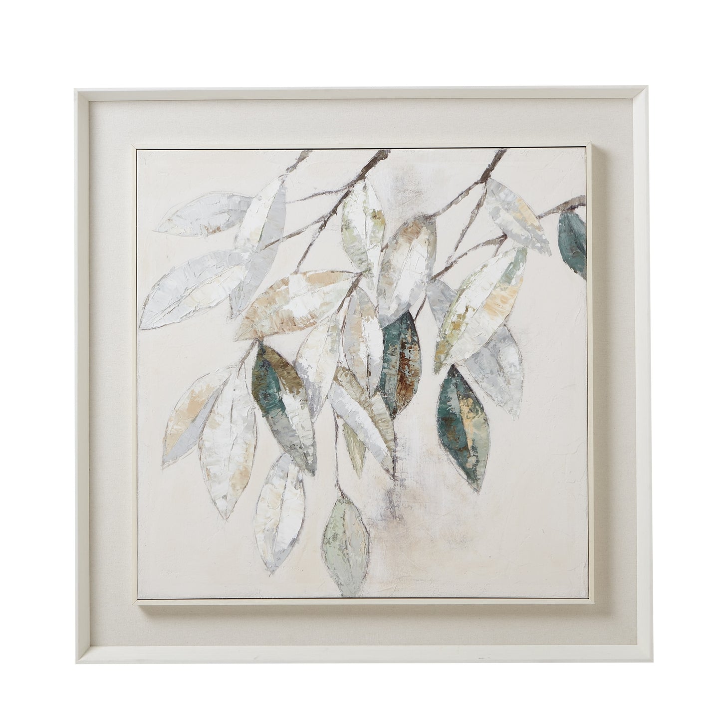 Gacilly Scandi Downward Leaf Framed Painting On Canvas
