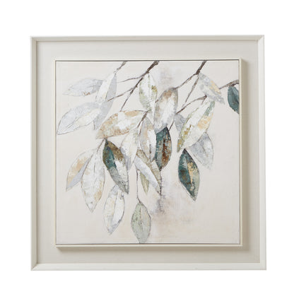 Gacilly Scandi Downward Leaf Framed Painting On Canvas