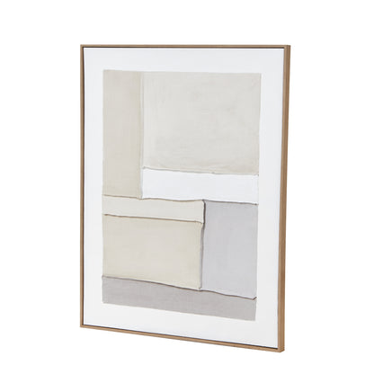 Chalaronne Horizontal Layered Geometric Soft Neutral Tones Framed Painting On Canvas