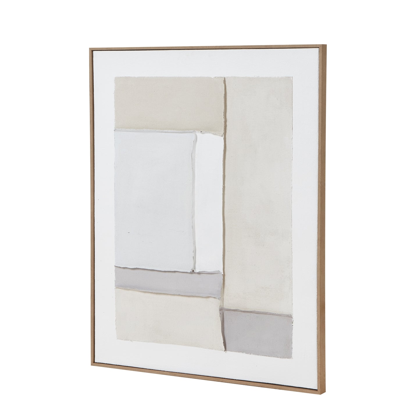 Chalaronne Vertical Layered Geometric Soft Neutral Tones Framed Painting On Canvas