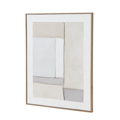 Chalaronne Vertical Layered Geometric Soft Neutral Tones Framed Painting On Canvas