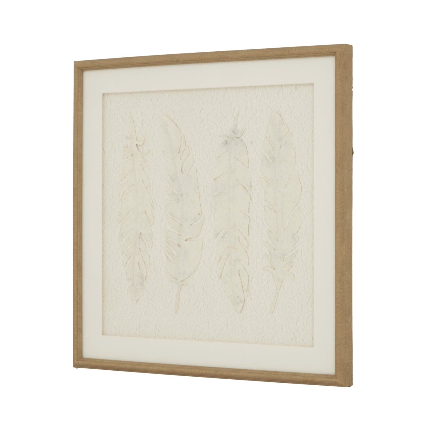 Les Vans White Feathers Art In Square Natural Wooden Beaded Frame