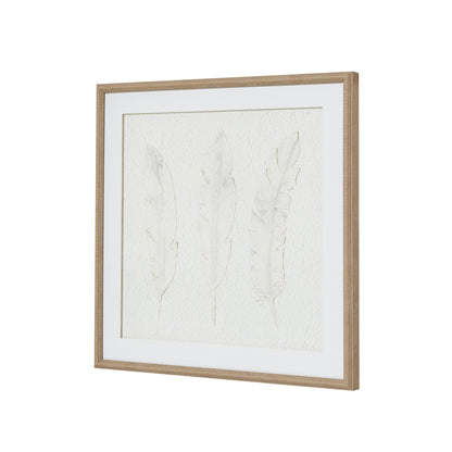 Les Vans White 3 Feathers Art Mounted In Beaded Frame