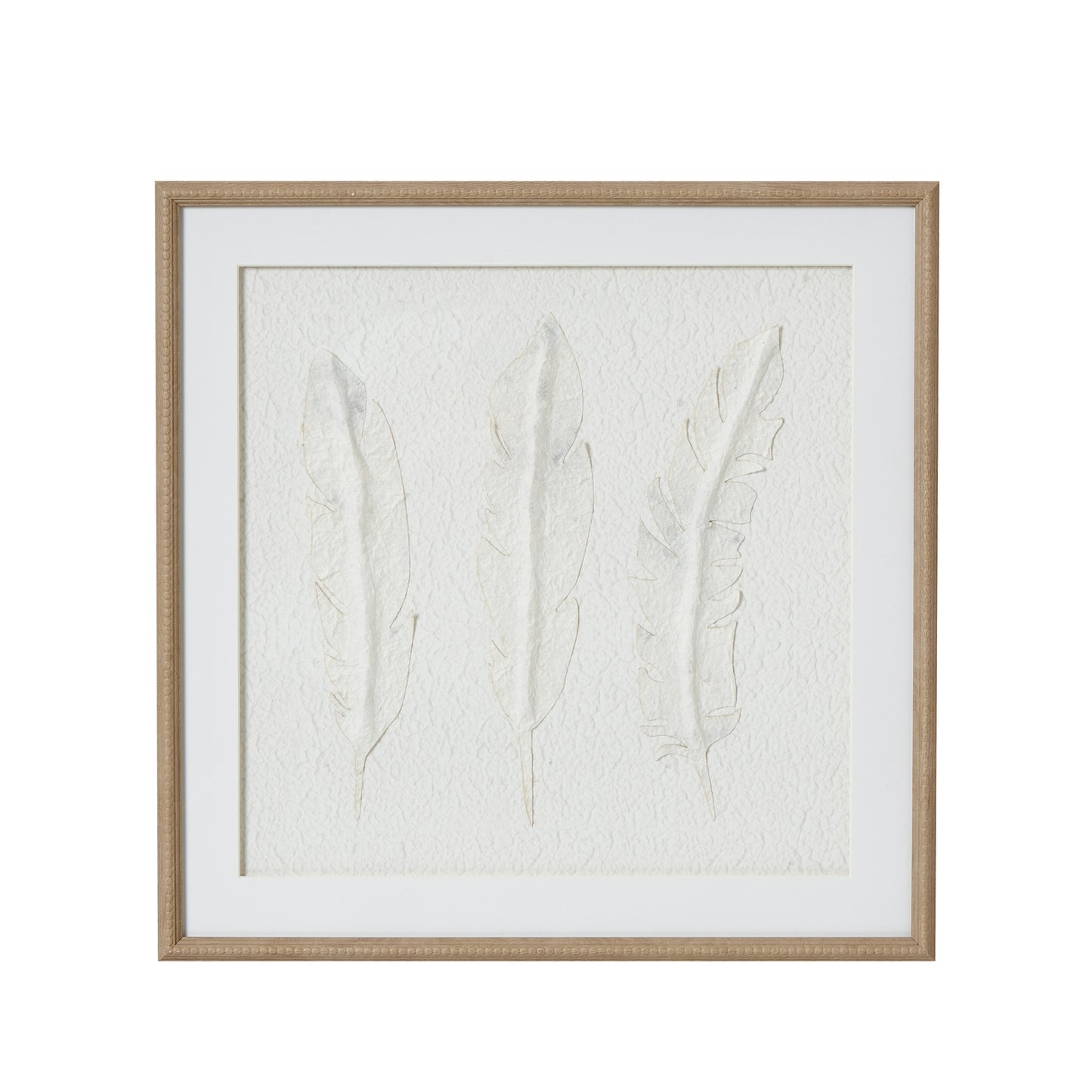 Les Vans White 3 Feathers Art Mounted In Beaded Frame