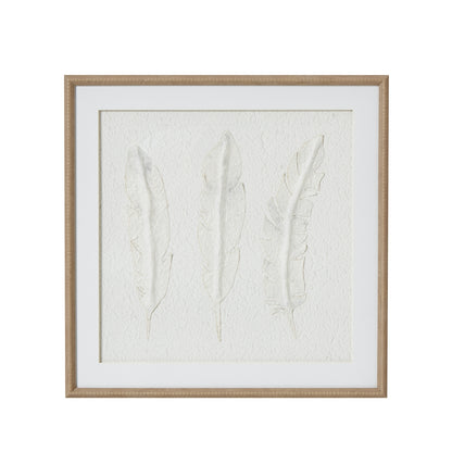 Les Vans White 3 Feathers Art Mounted In Beaded Frame
