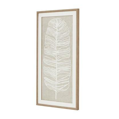 Large Feather White Feather Art Cream Background In Beaded Frame