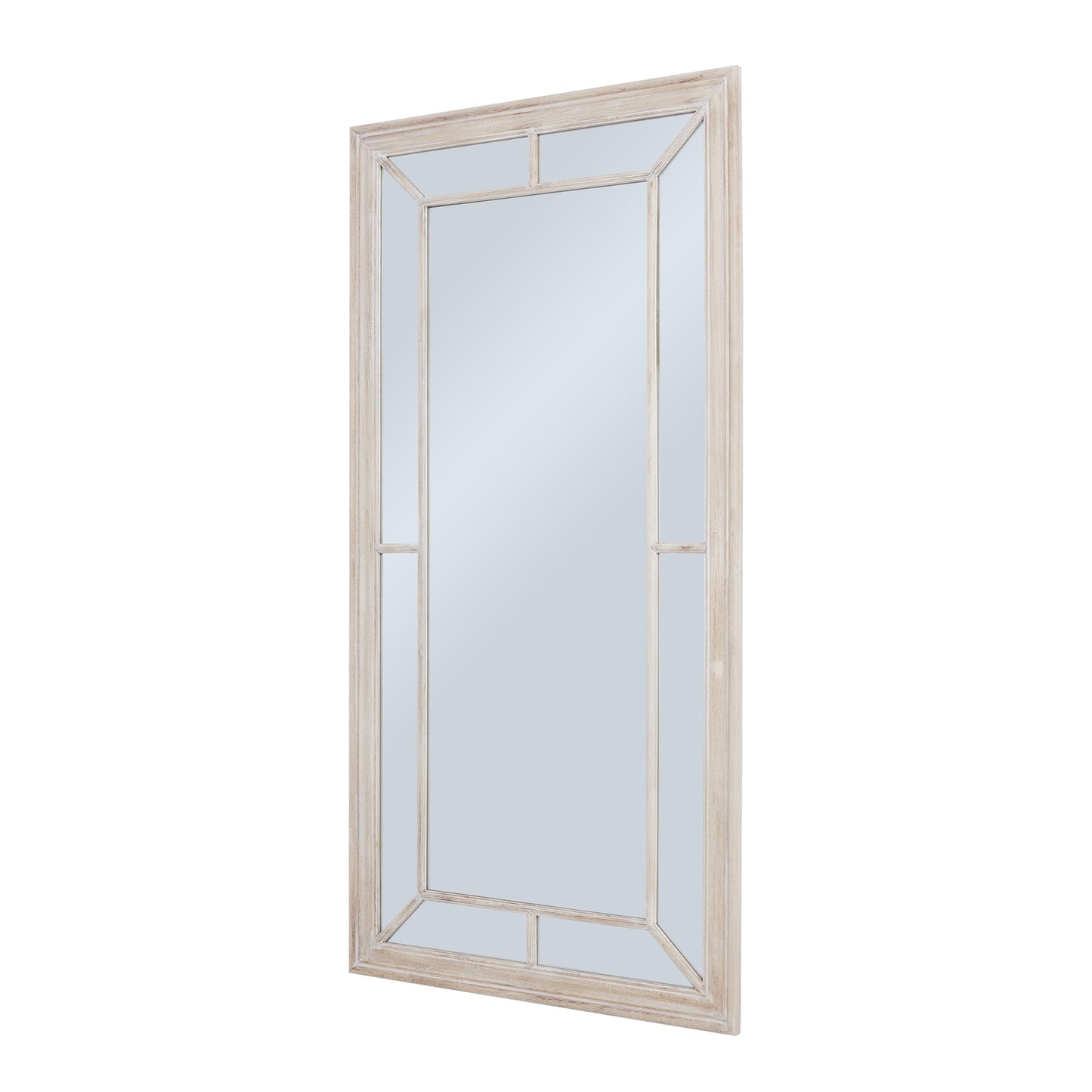 Large Rustic White Washed Window Frame Mirror