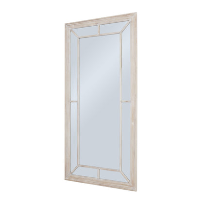 Large Rustic White Washed Window Frame Mirror